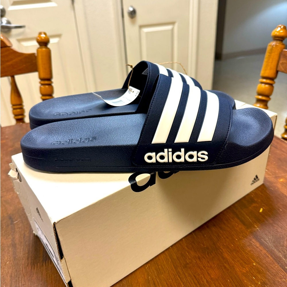 Adidas slides size 15 deep navy